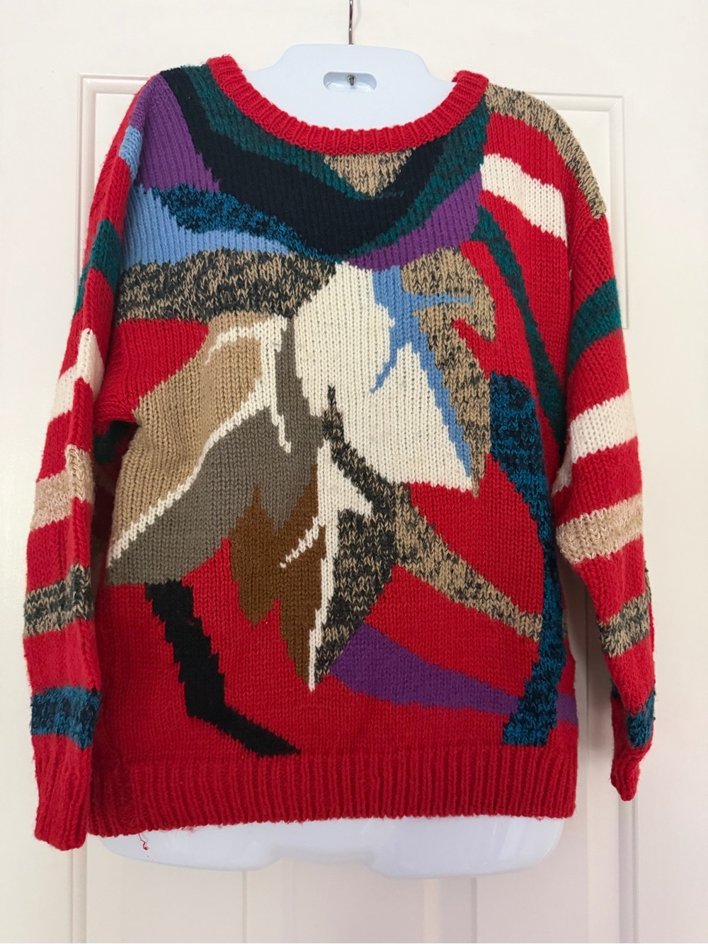 Vintage Eddie Dassin Abstract Colorblock Knit Sweater Multicolor M
